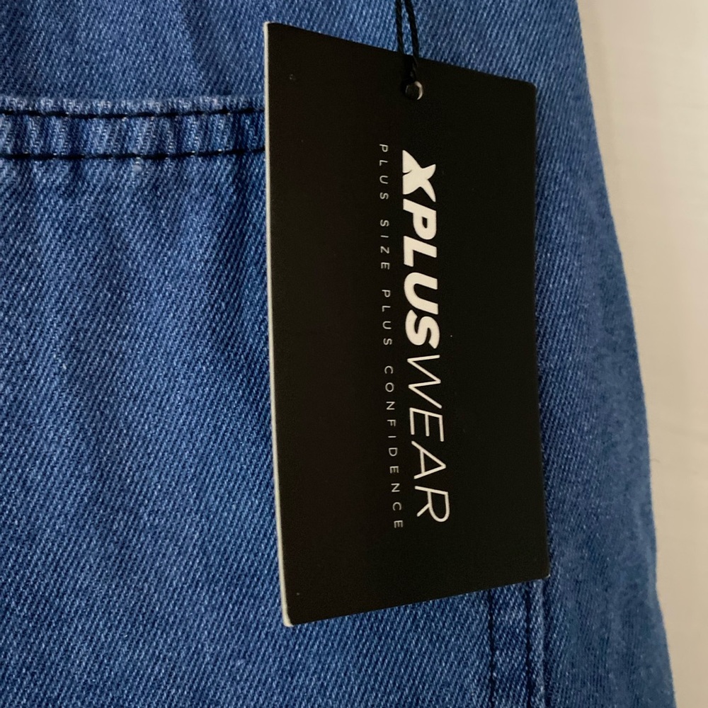 Stylish Blue Denim Pants with Unique Cutouts - Never Worn - Picture 3 of 4